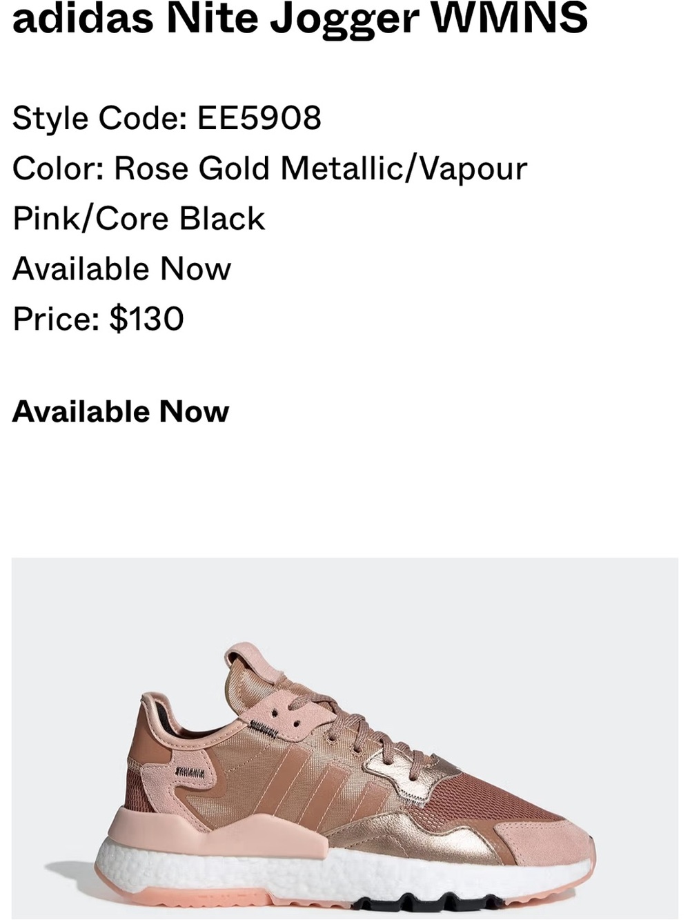 adidas Nite Jogger WMNS Rose Gold & Vapor Pink Sneakers